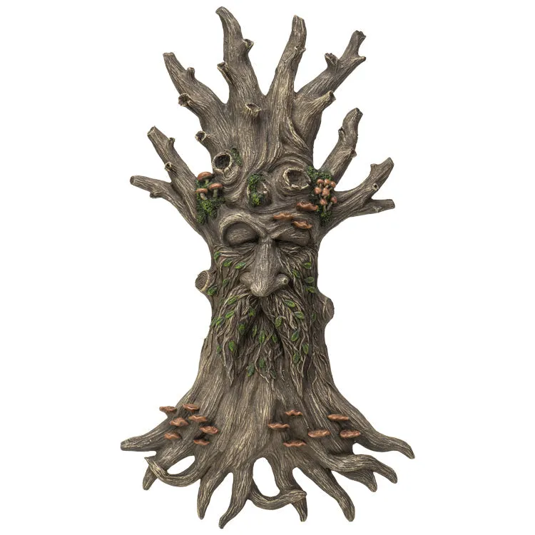 13" Greenman Wall Plaque - Branches and Mushrooms