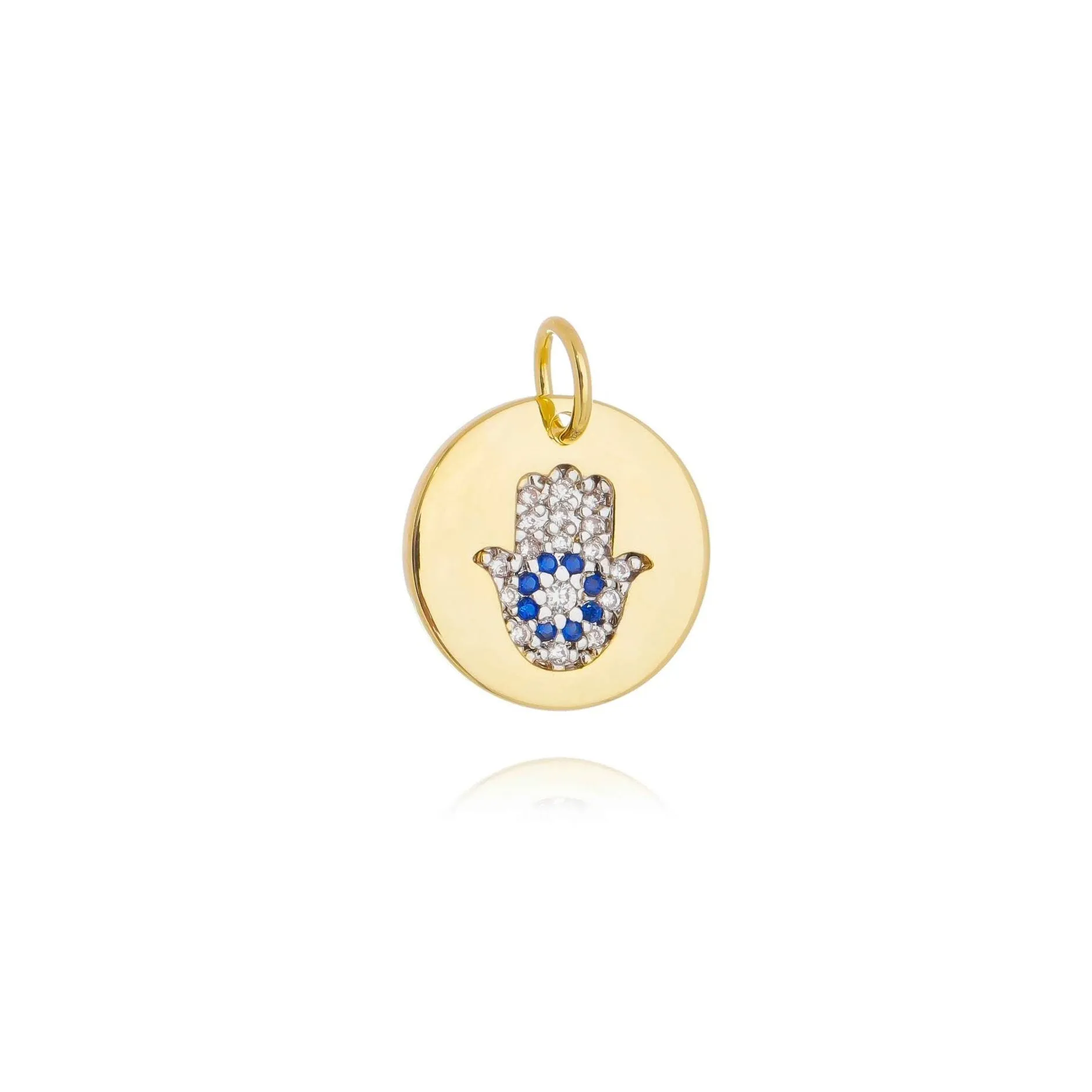 18k Gold Filled Hamsa Plate Pendant