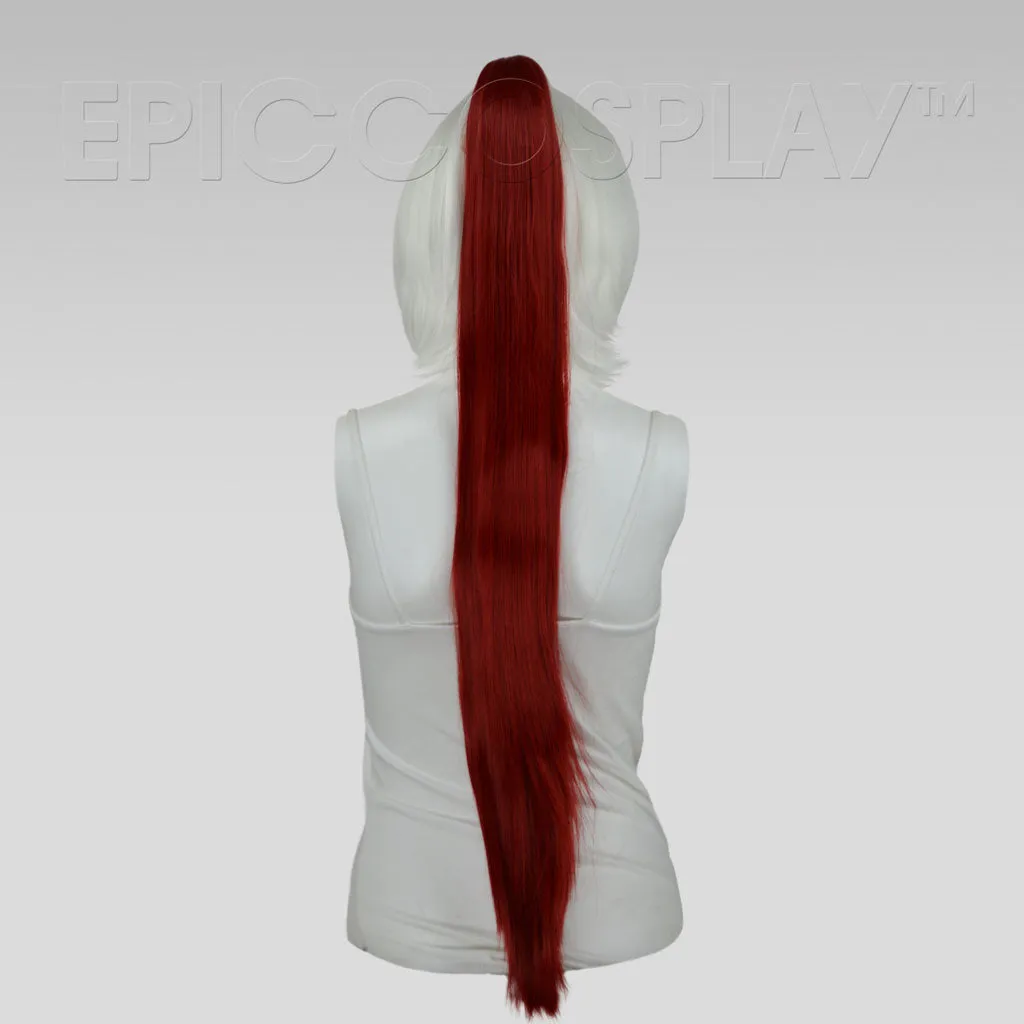 35" Dark Red Straight Ponytail Clipon