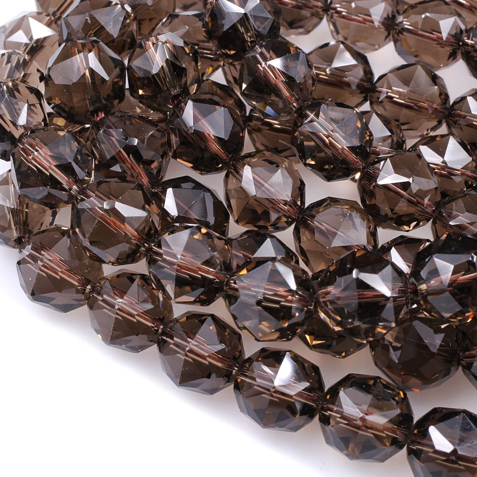 AAA Gem Grade Genuine Natural Smoky Quartz Beads Faceted 6mm 8mm 10mm 12mm 14mm Round Gemstone New Double Hearted Star Cut 16" Strand