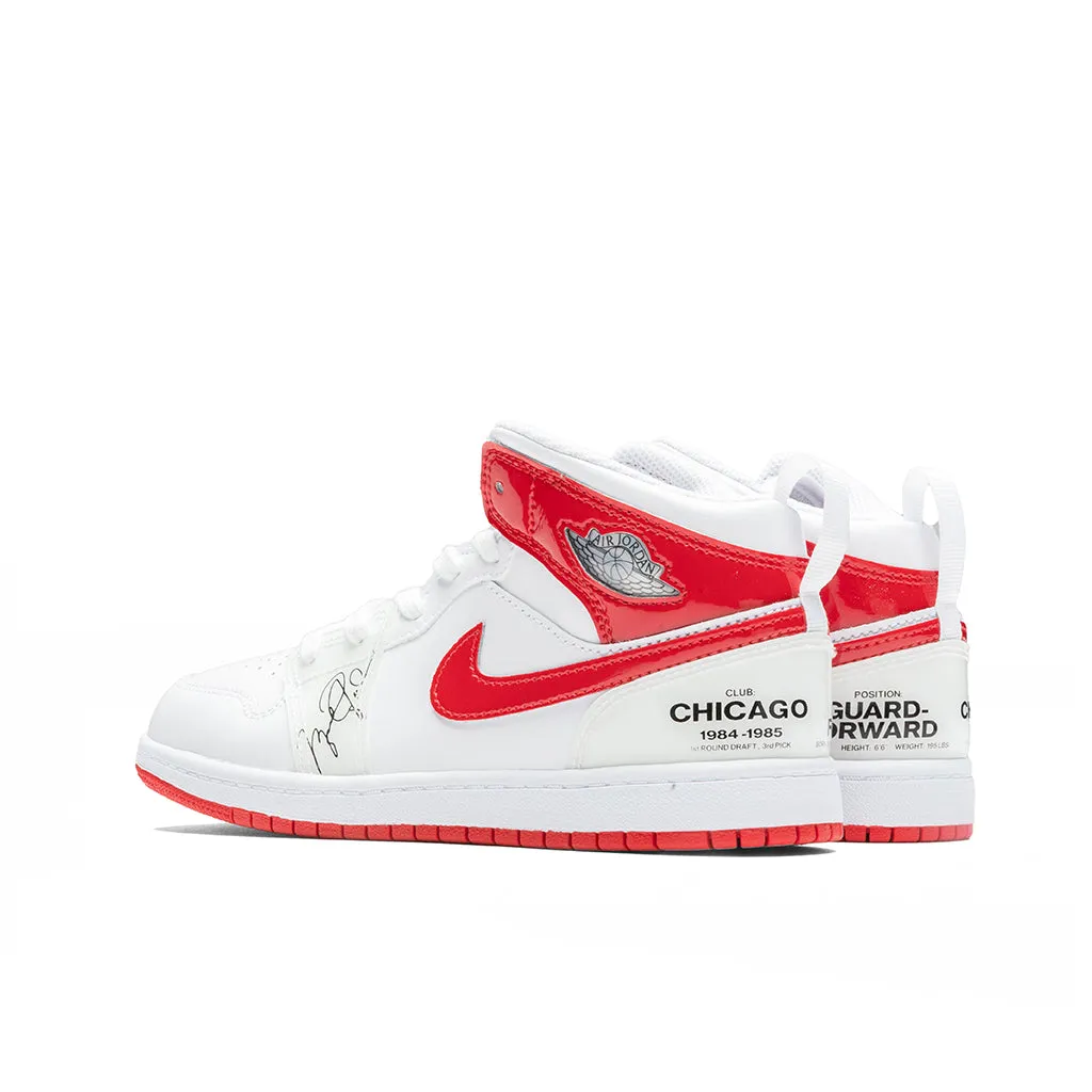 Air Jordan 1 Mid SS (PS) - White/University Red