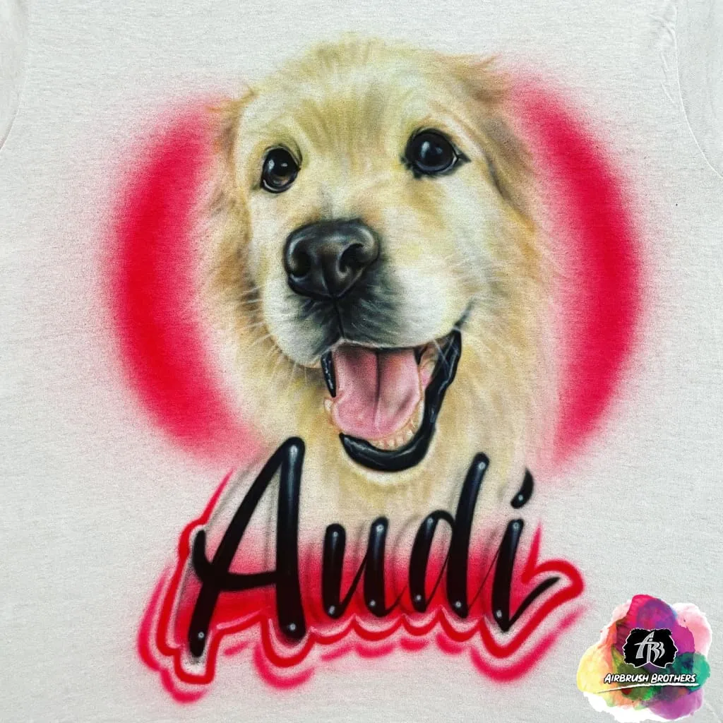 Airbrush Dog Portrait w/ Name Design