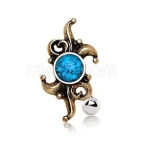 Antique Turquoise Hinged Top Down Navel Ring