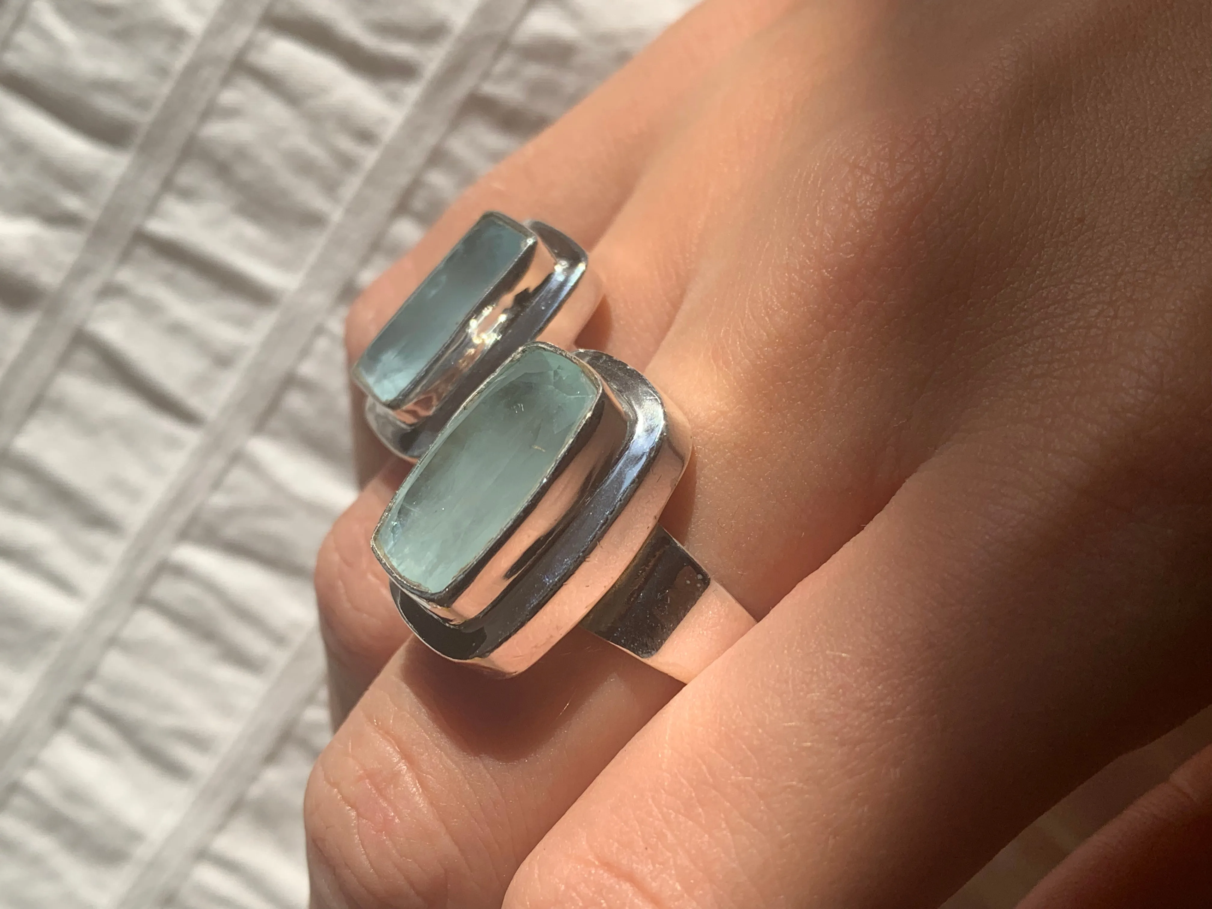 Aquamarine Ansley Ring - Rectangle (US 7.5 & 6)