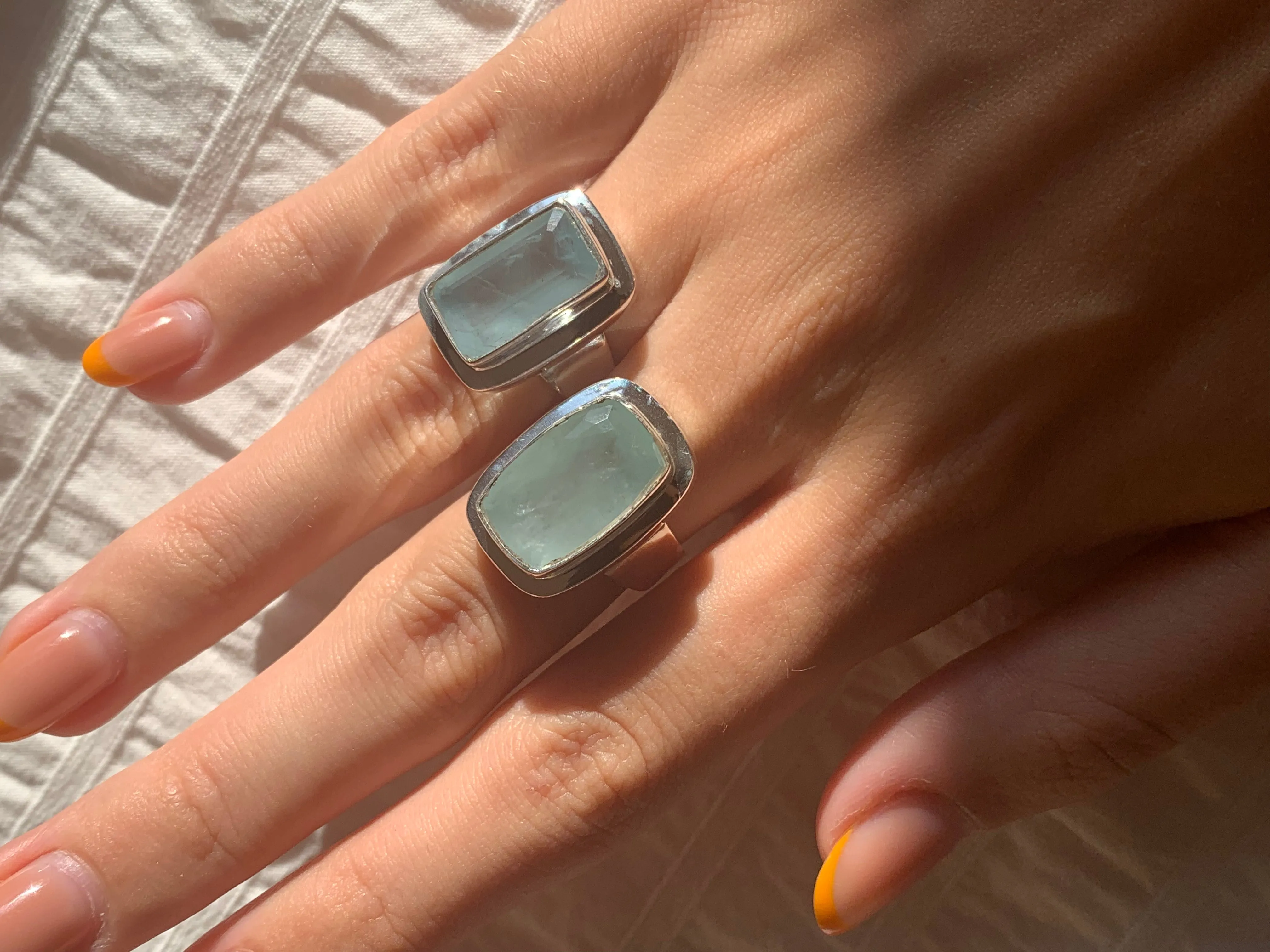 Aquamarine Ansley Ring - Rectangle (US 7.5 & 6)