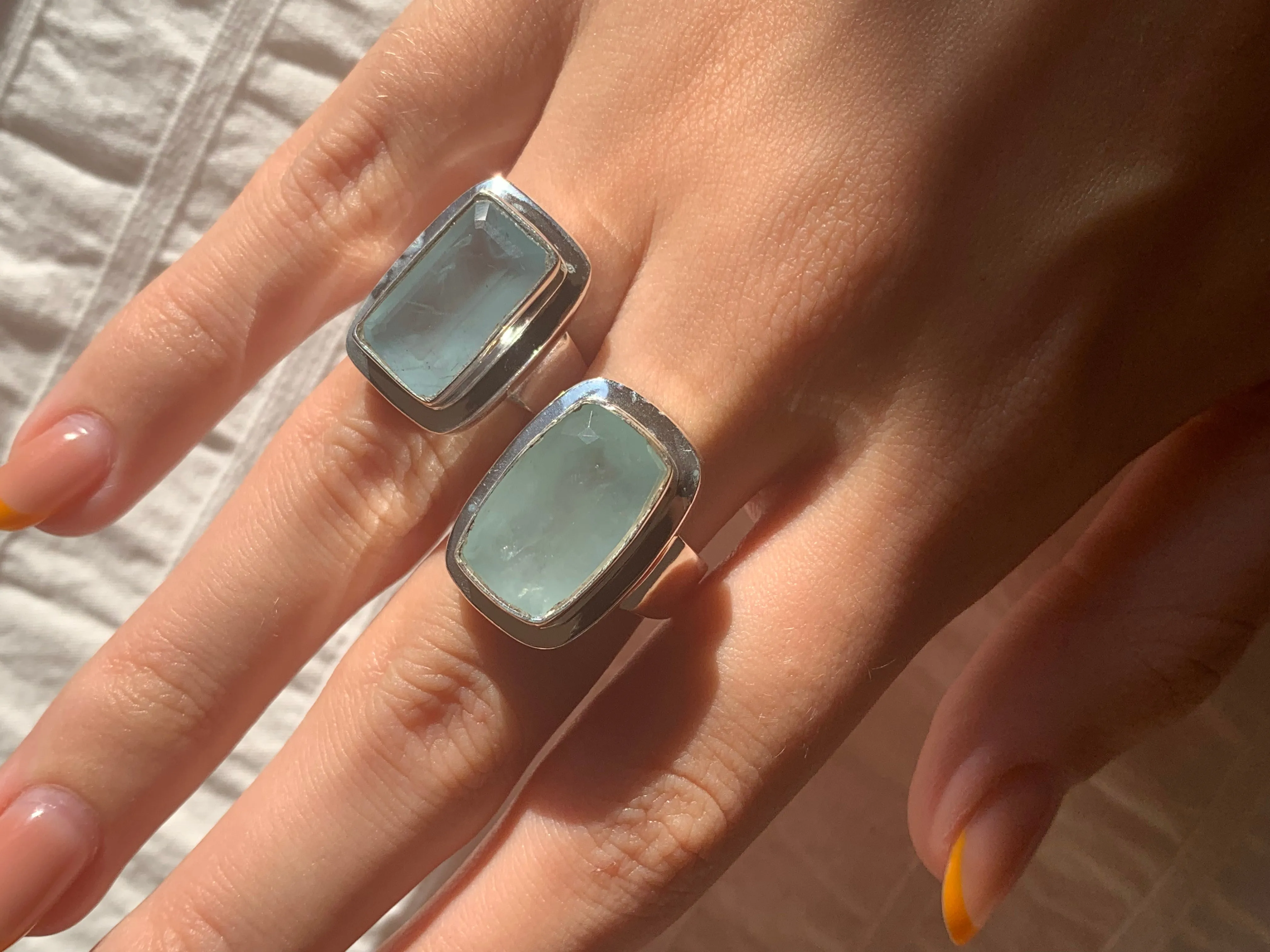 Aquamarine Ansley Ring - Rectangle (US 7.5 & 6)