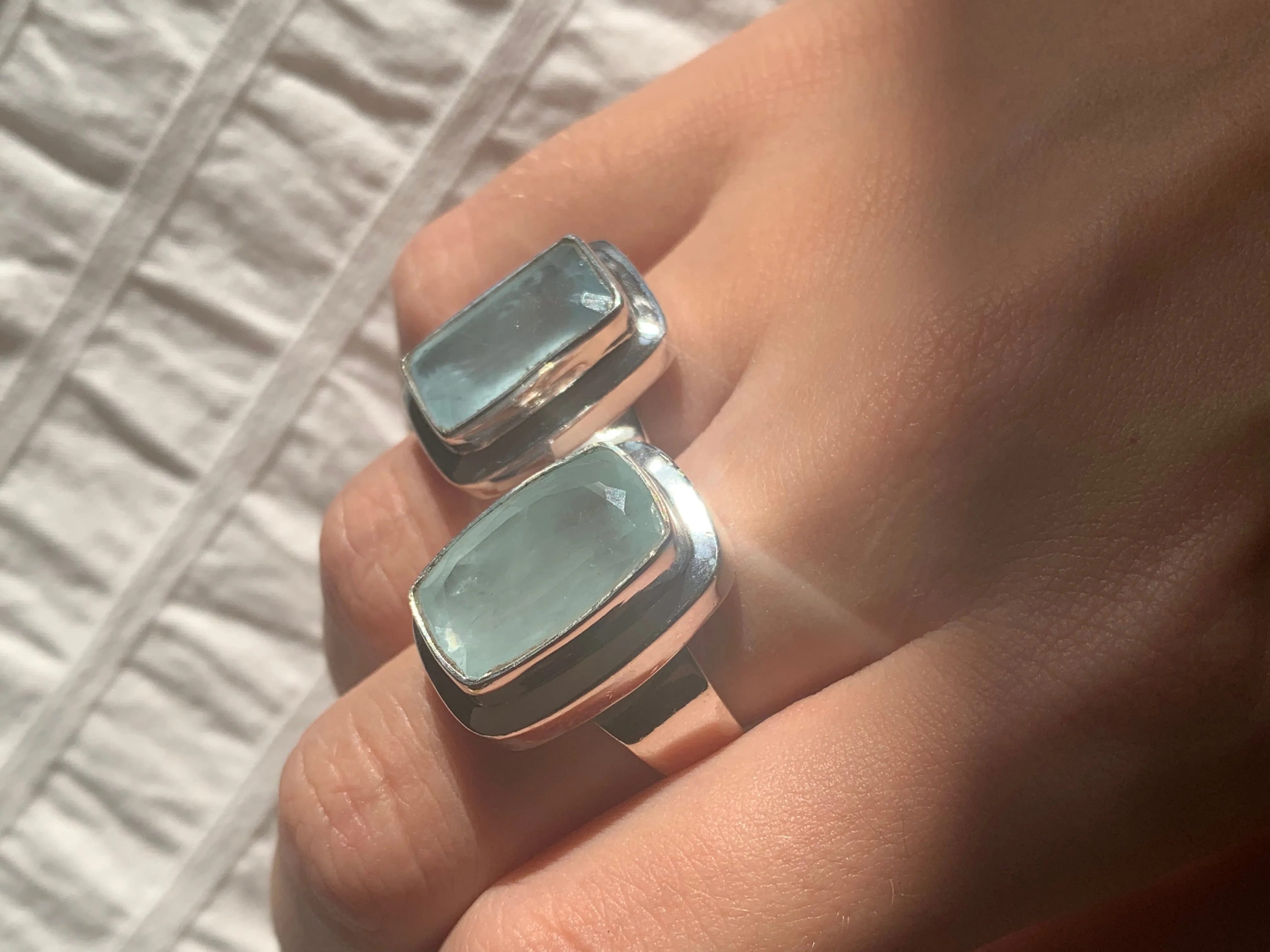 Aquamarine Ansley Ring - Rectangle (US 7.5 & 6)