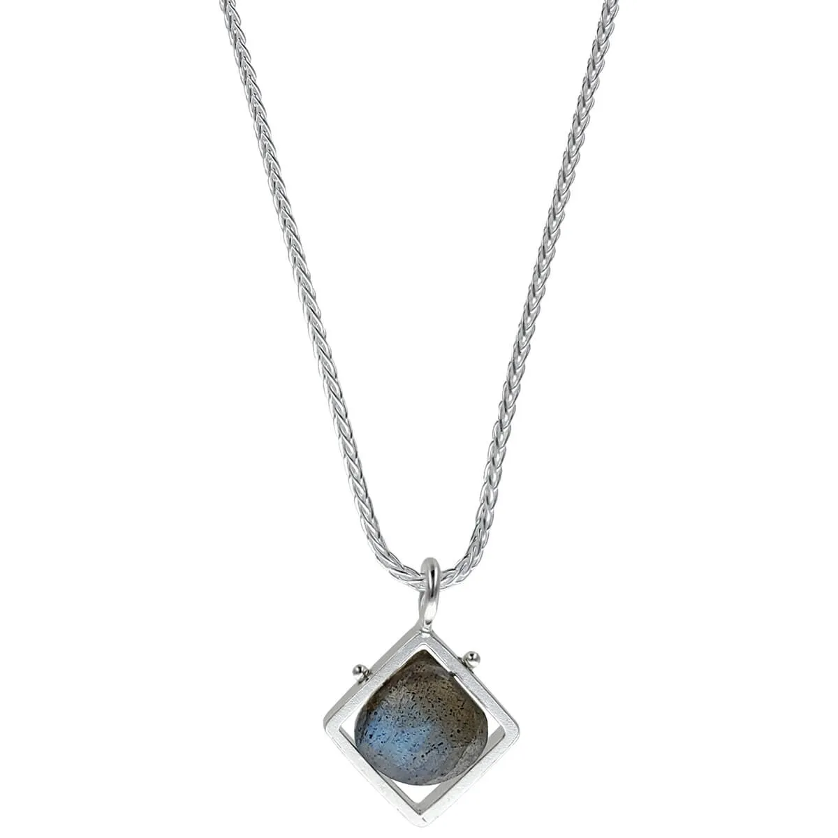 Ashka Dymel Iridescent Labradorite Cube Necklace