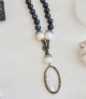 Beaded Long Mother of Pearl Necklace