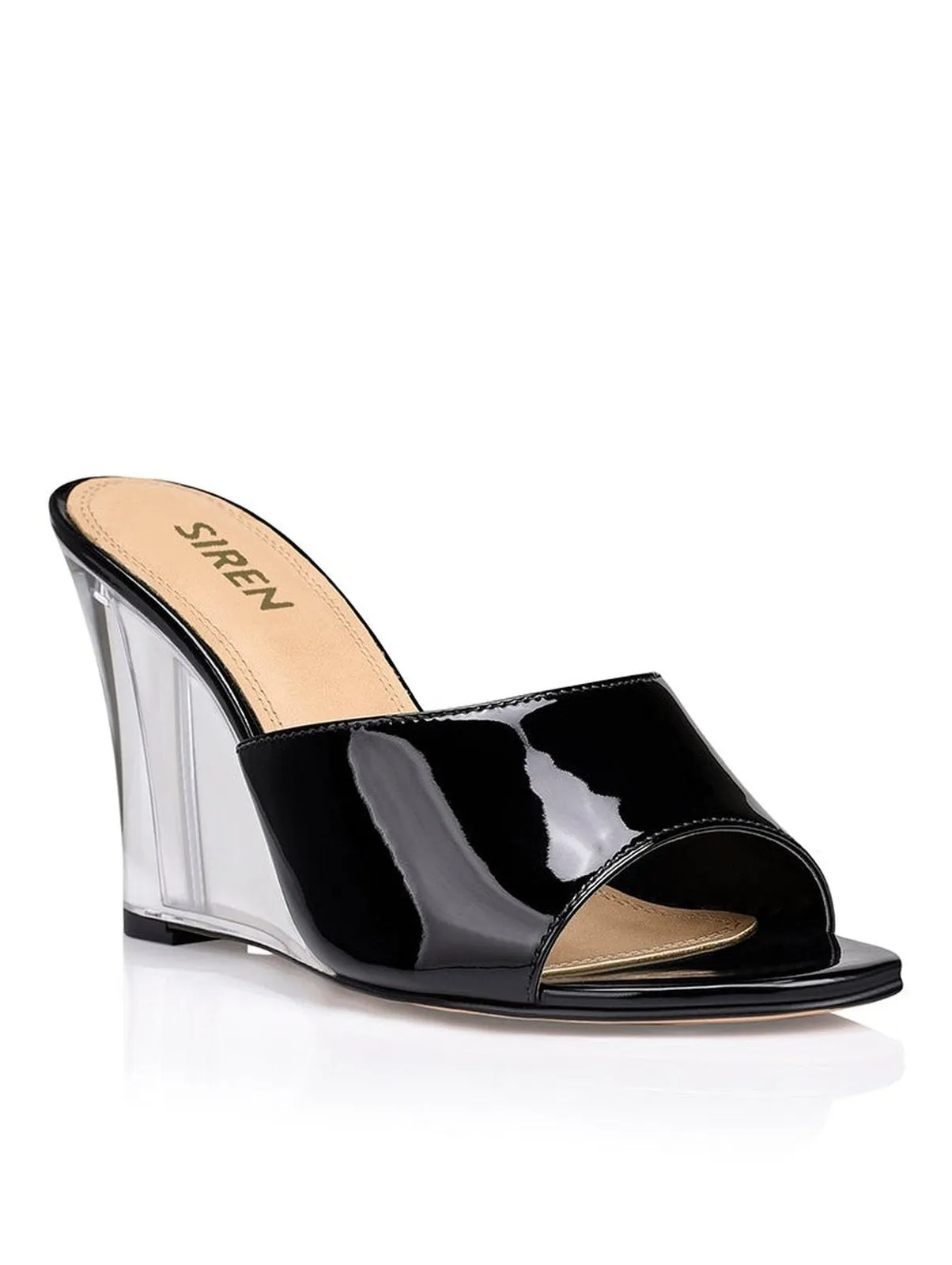 Bear Clear Wedge Heels - Black Patent