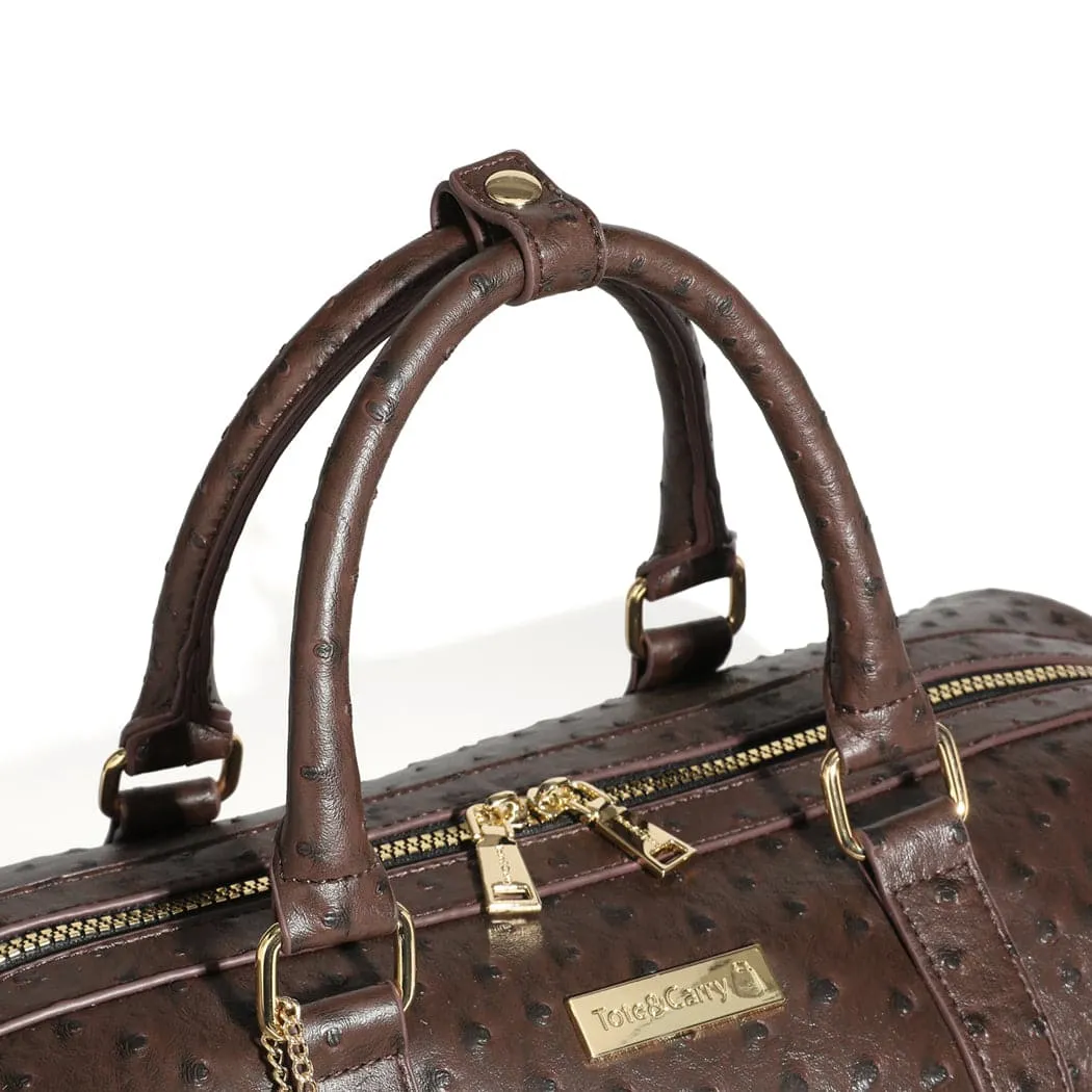 Brown Ostrich Duffle Bag