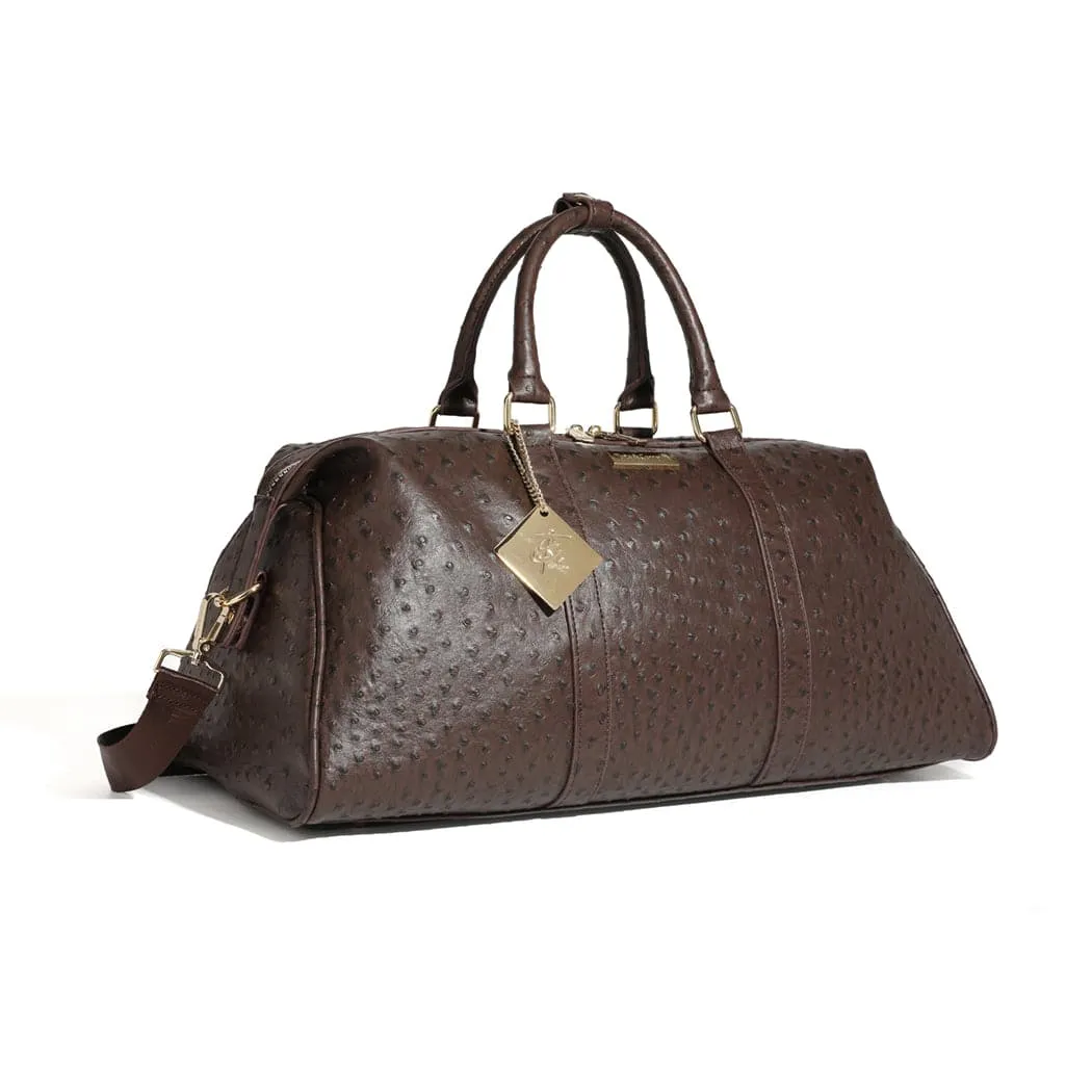 Brown Ostrich Duffle Bag