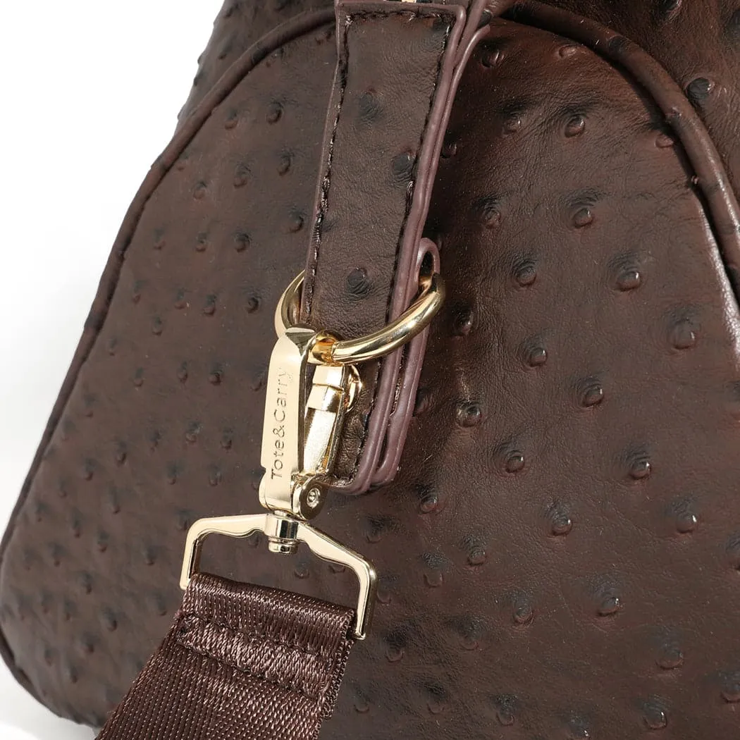 Brown Ostrich Duffle Bag