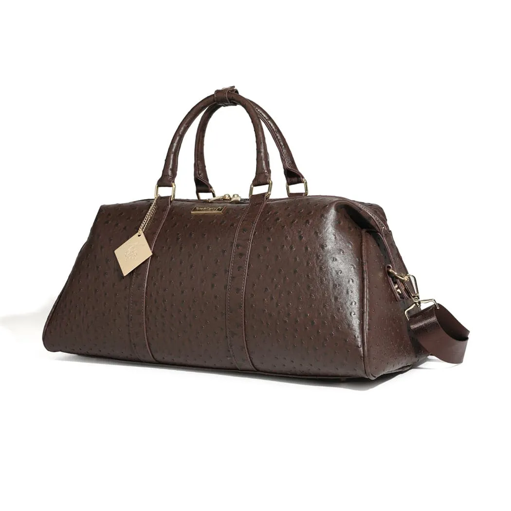 Brown Ostrich Duffle Bag