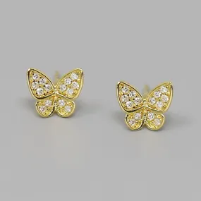 Butterfly Cubic Zirconia Pave Stud Earrings