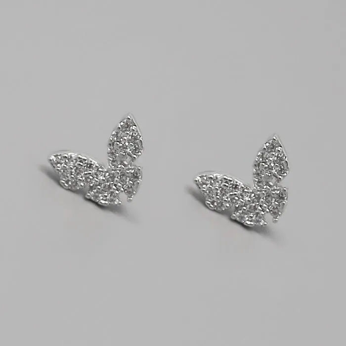 Butterfly Cubic Zirconia Pave Stud Earrings