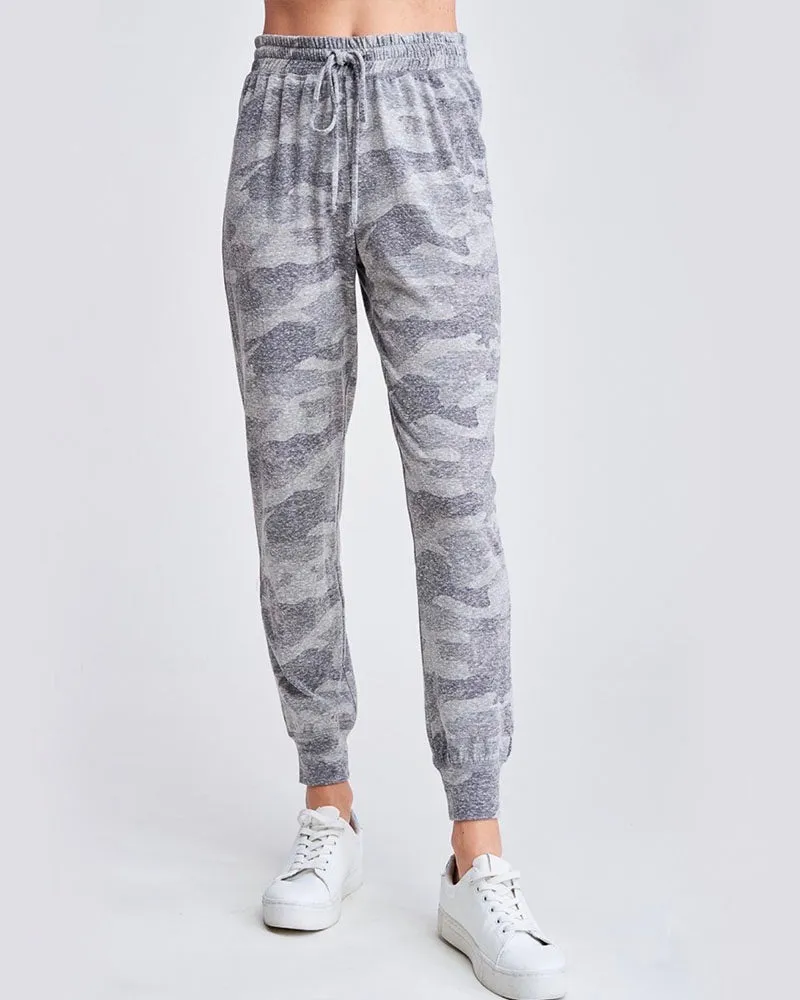 Camo Print Lounge Wear Set - Grey