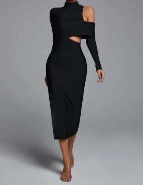 CEDRINA Long Sleeve Cut Out Bandage Dress