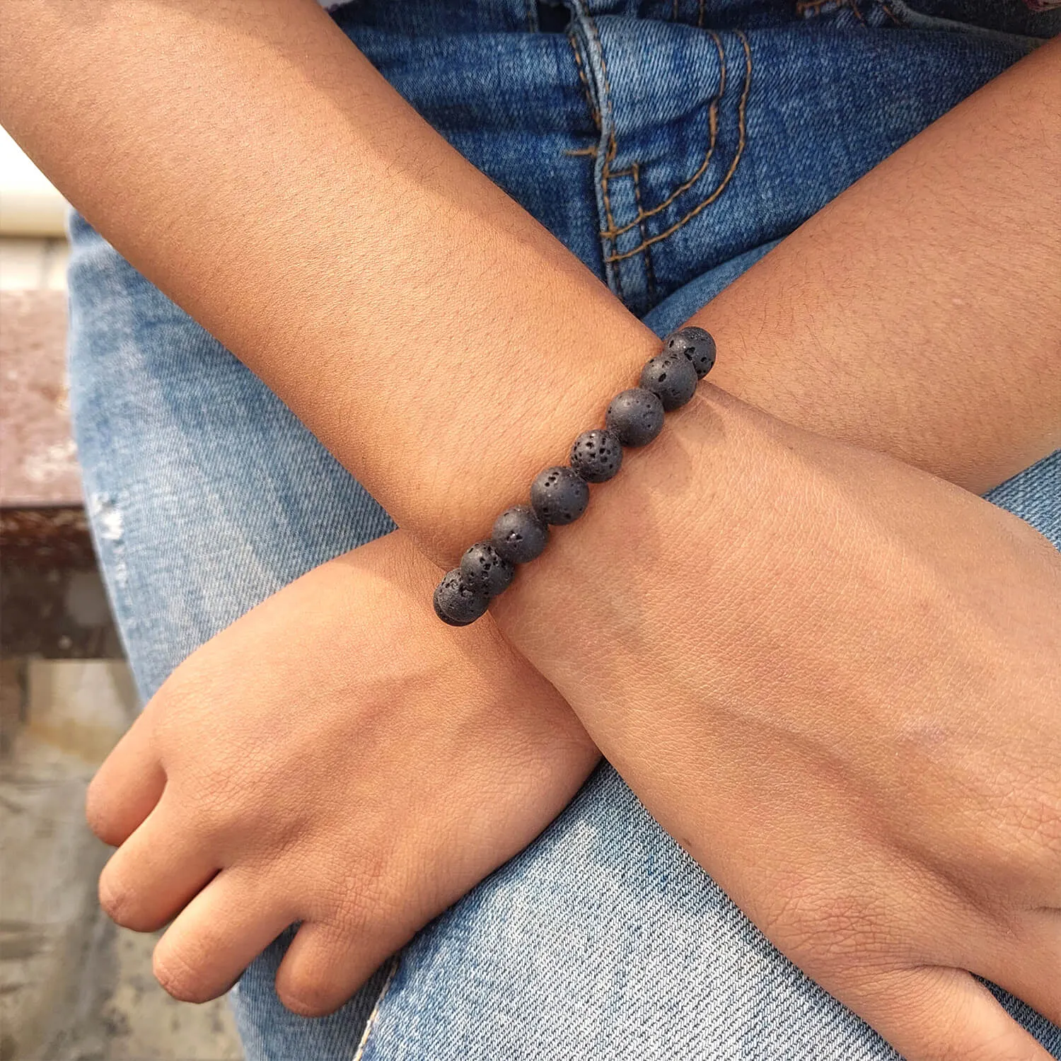 Certified 8mm Natural Lava Stone Bracelet