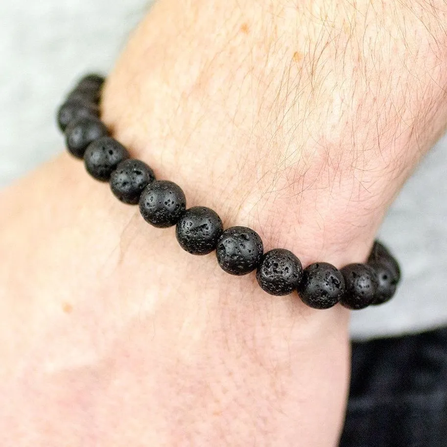 Certified 8mm Natural Lava Stone Bracelet