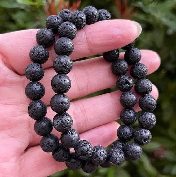 Certified 8mm Natural Lava Stone Bracelet