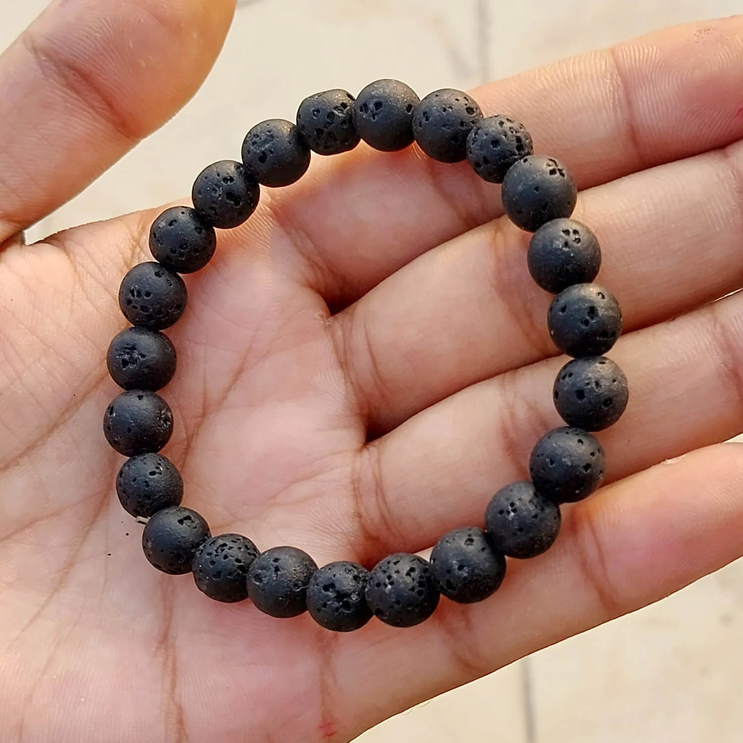 Certified 8mm Natural Lava Stone Bracelet