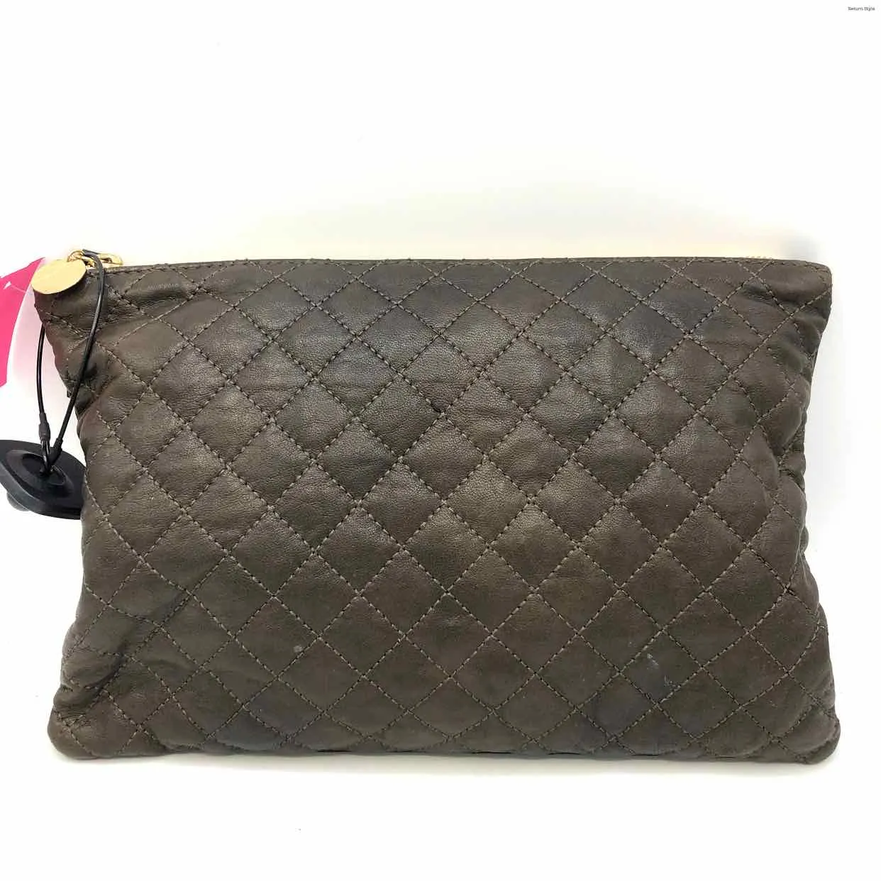 CLARE V Brown Pre Loved Quilted Clutch