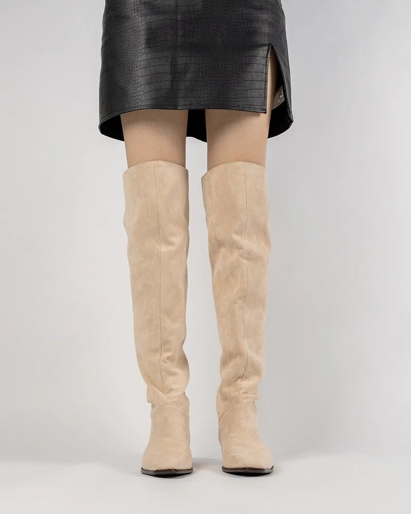 (Clean Up) Wide Calf Knee High Pull On Fall Weather Winter Boots