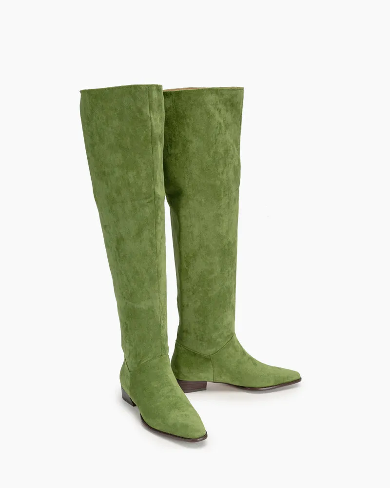 (Clean Up) Wide Calf Knee High Pull On Fall Weather Winter Boots