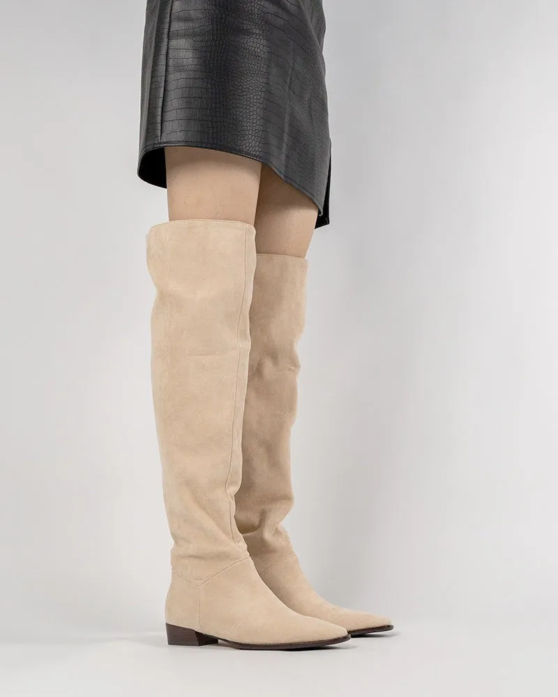 (Clean Up) Wide Calf Knee High Pull On Fall Weather Winter Boots