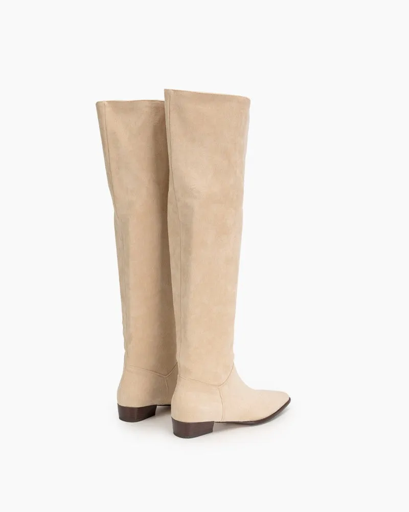 (Clean Up) Wide Calf Knee High Pull On Fall Weather Winter Boots