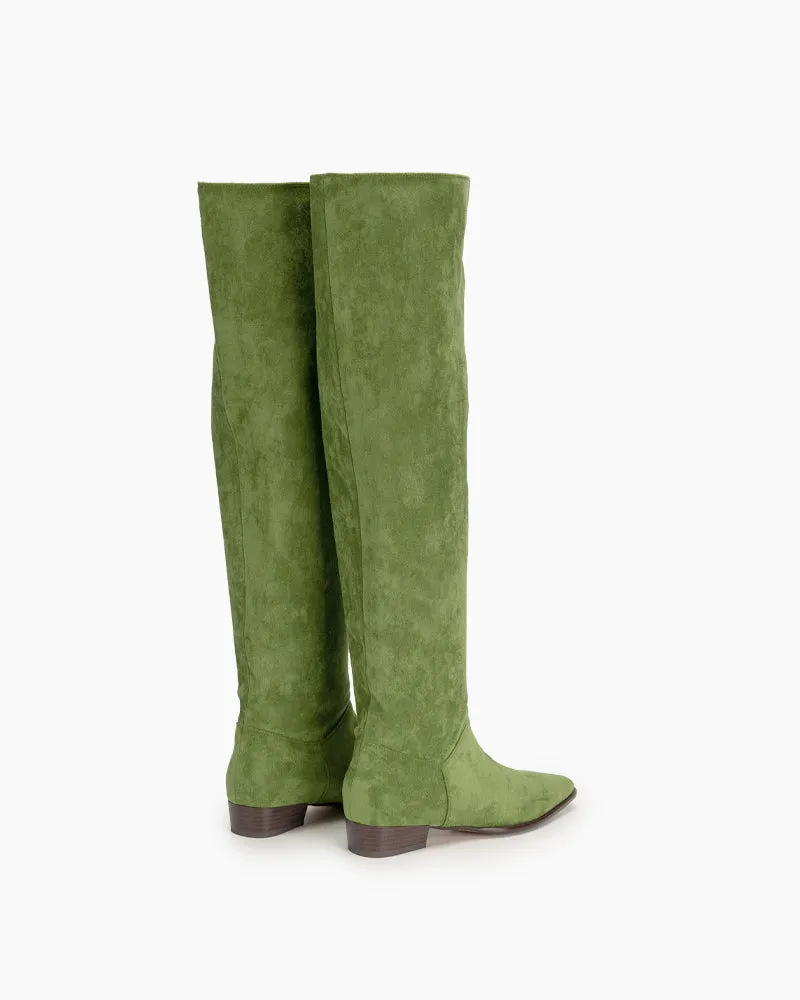 (Clean Up) Wide Calf Knee High Pull On Fall Weather Winter Boots