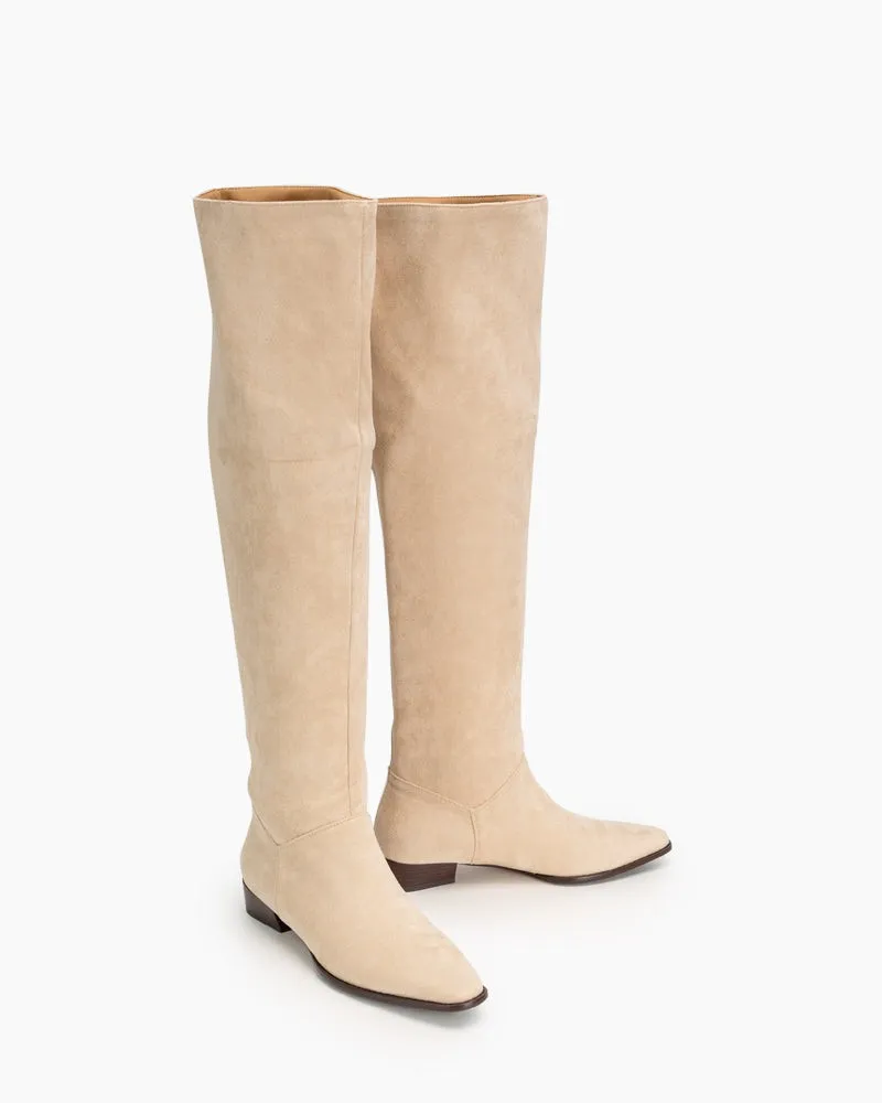 (Clean Up) Wide Calf Knee High Pull On Fall Weather Winter Boots