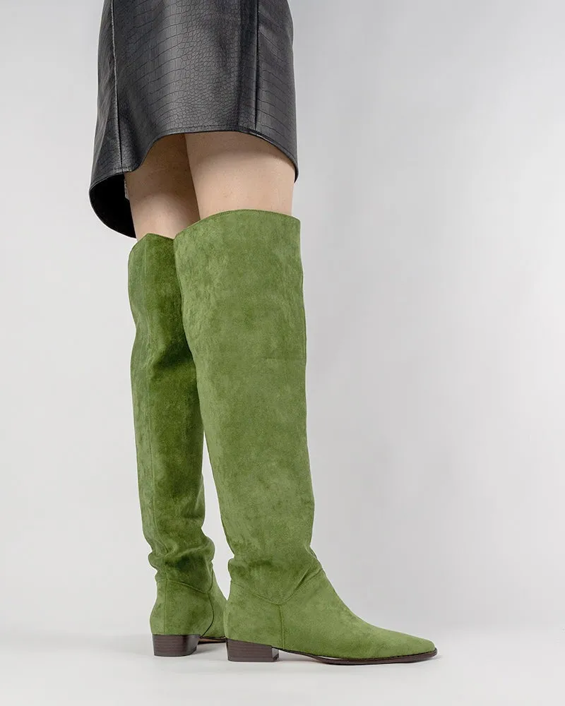 (Clean Up) Wide Calf Knee High Pull On Fall Weather Winter Boots