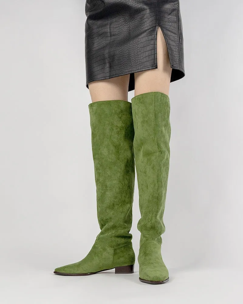 (Clean Up) Wide Calf Knee High Pull On Fall Weather Winter Boots