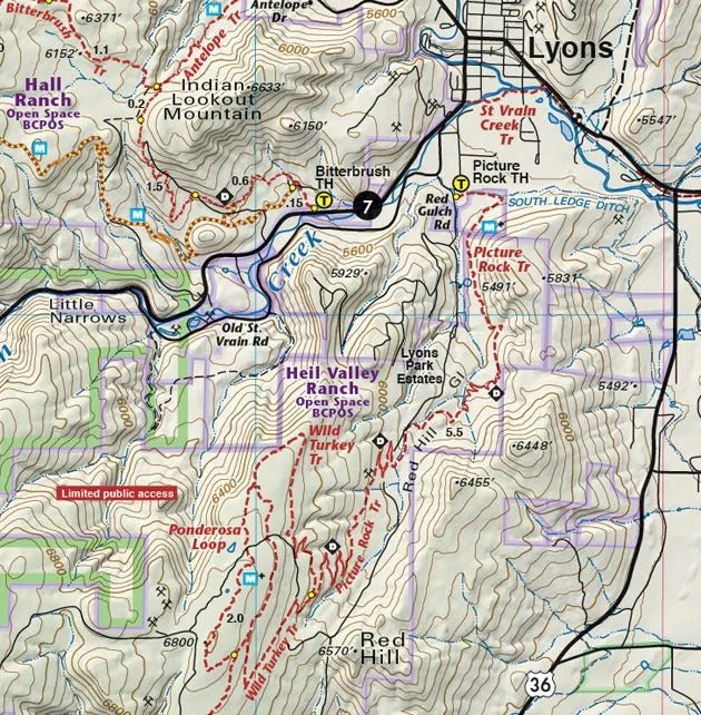 Colorado Boulder County - Trails and Recreation Topo Map | Latitude 40°