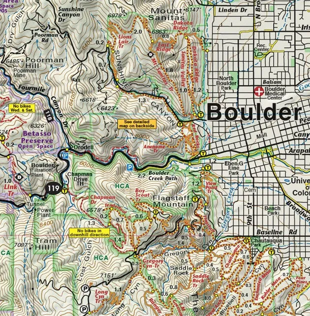 Colorado Boulder County - Trails and Recreation Topo Map | Latitude 40°