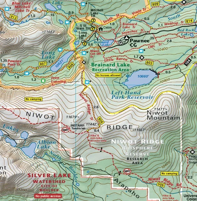 Colorado Boulder County - Trails and Recreation Topo Map | Latitude 40°