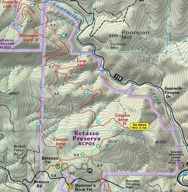 Colorado Boulder County - Trails and Recreation Topo Map | Latitude 40°