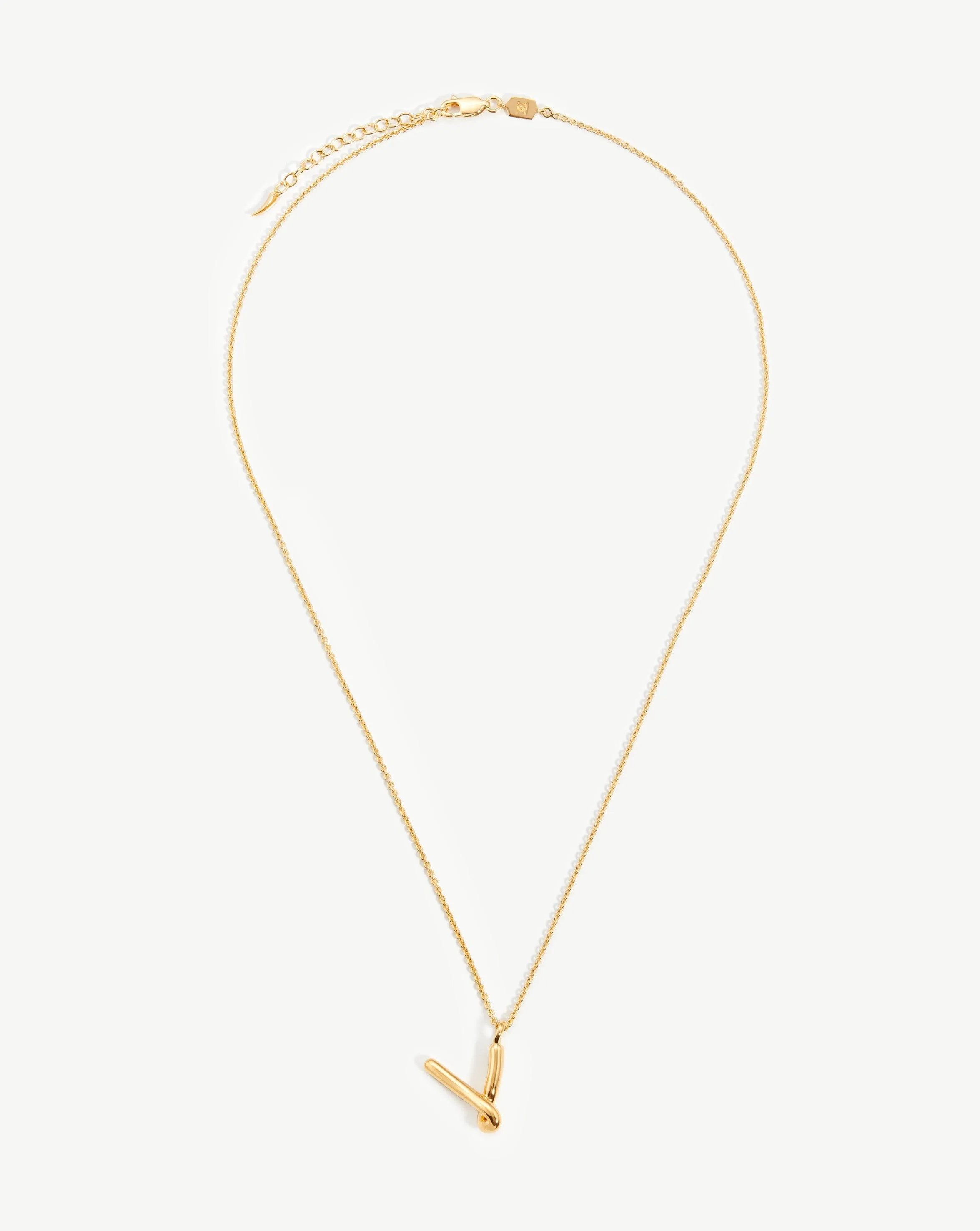 Curly Molten Initial Pendant Necklace - Initial V | 18ct Gold Plated Vermeil