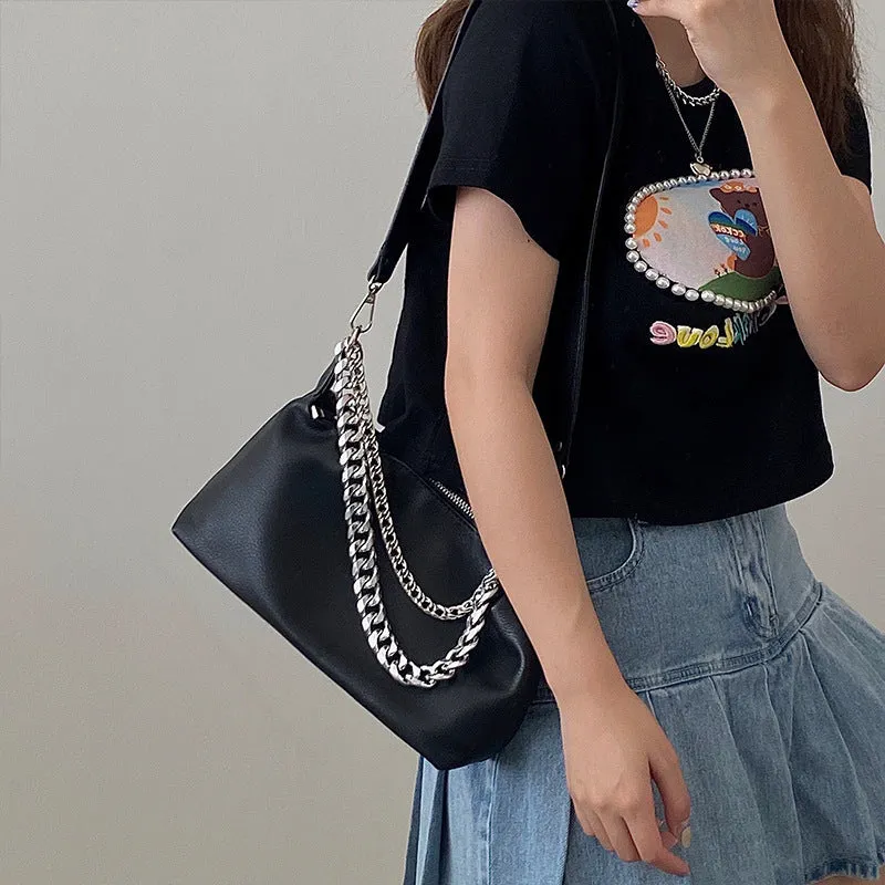 Double Chain Black Purse