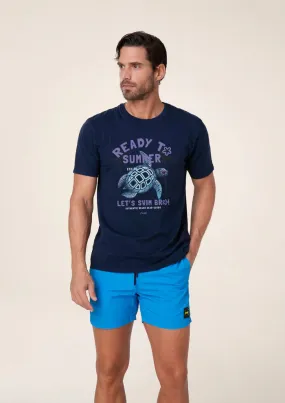 EFFEK T-SHIRT BLU CON GRAFICA