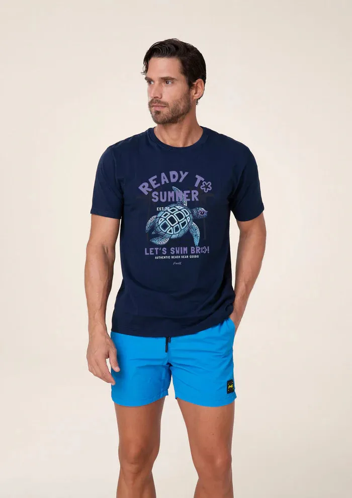 EFFEK T-SHIRT BLU CON GRAFICA