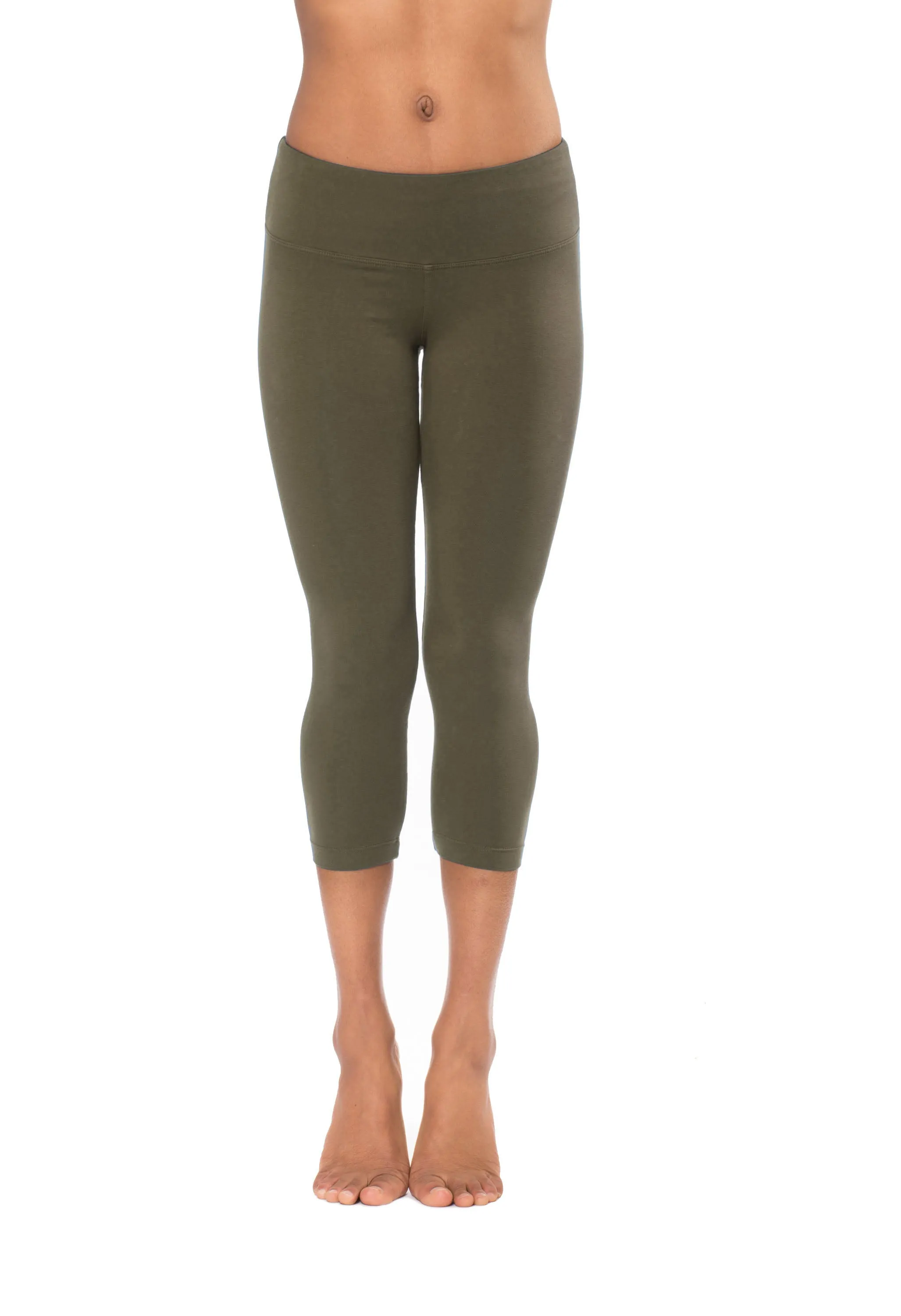 Flat Waist Capri (Style W-374, Olive) by Hard Tail Forever