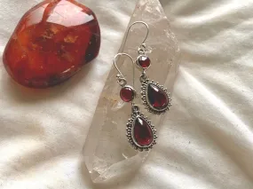 Garnet Luleia Earrings - Double Drop