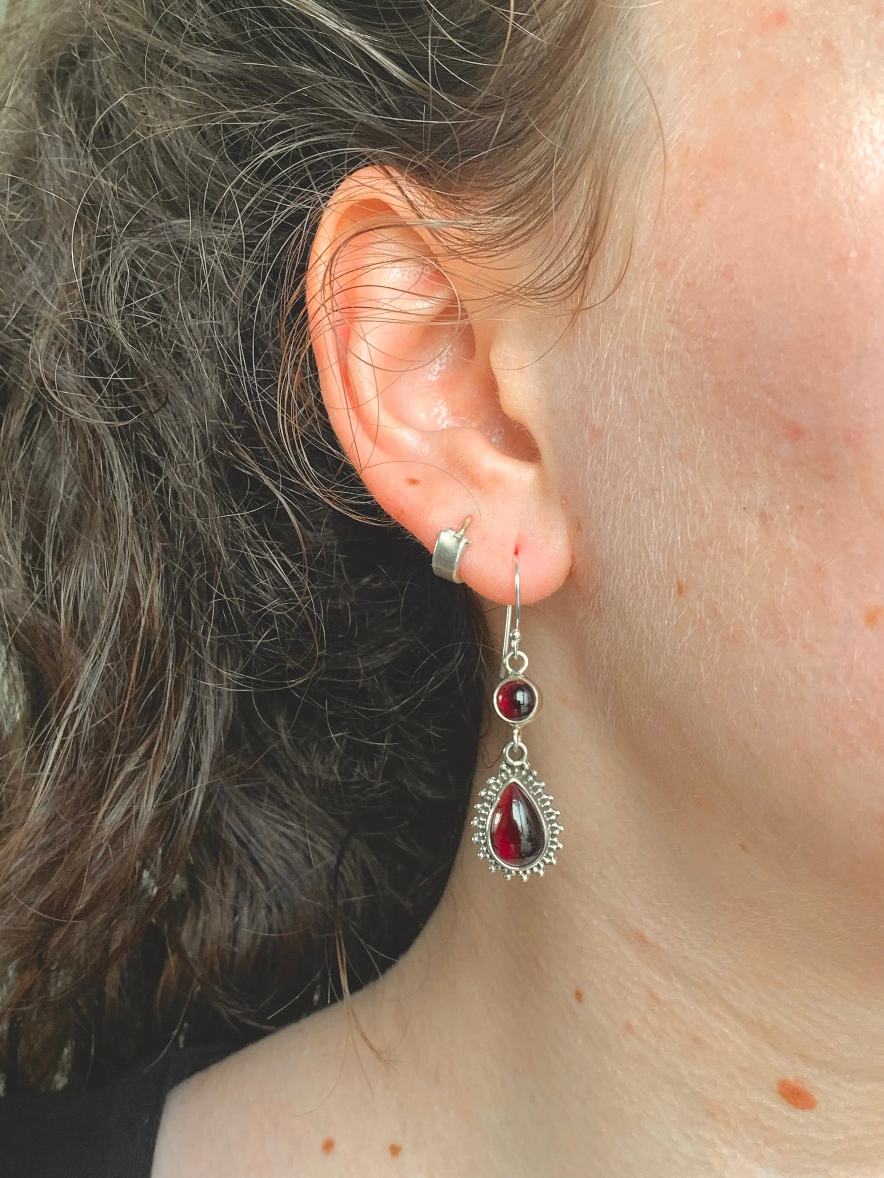 Garnet Luleia Earrings - Double Drop