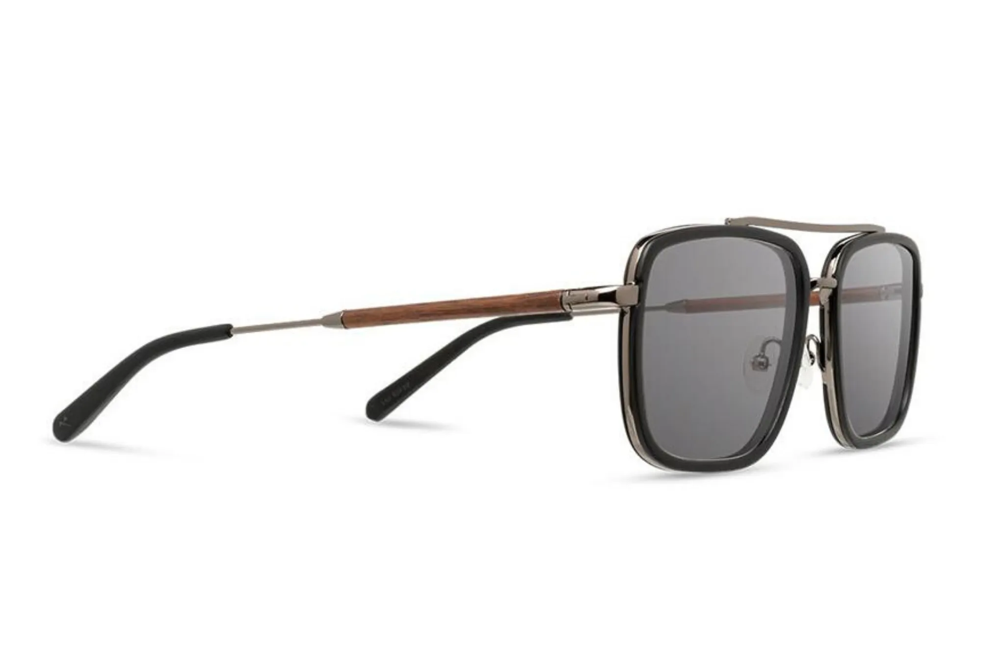 Grant Acetate Sunglasses | Matte Black Walnut Grey Polarized | Shwood