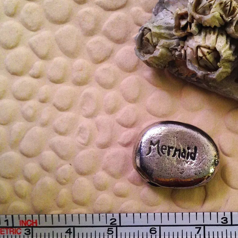 Green Girl Studios-16x20mm Pewter Beads-Mermaid Pebble-Antique Pewter-Quantity 1