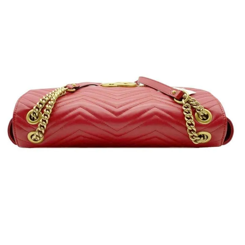 Gucci GG Marmont Large Hibiscus Red Leather Shoulder Bag