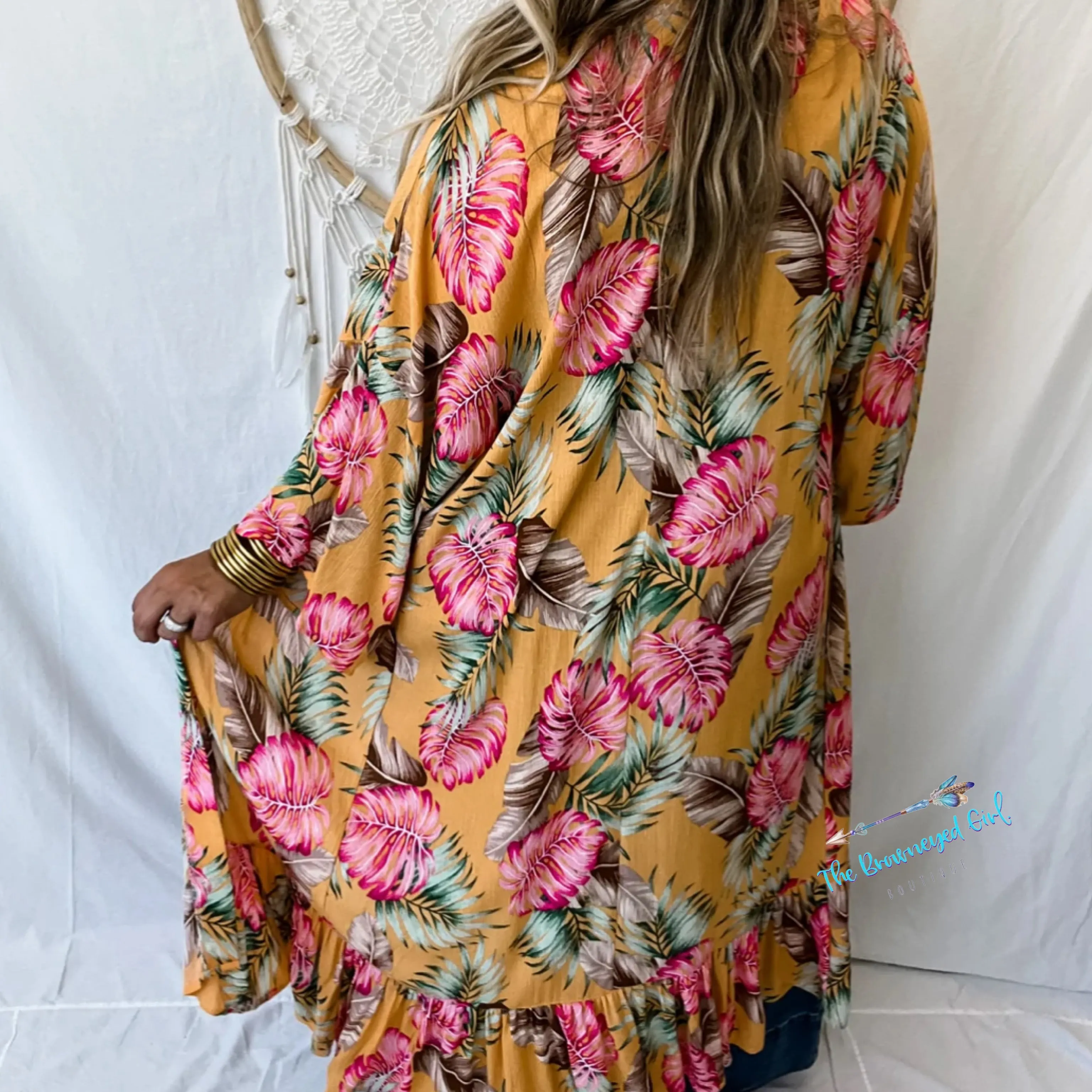 Heidi Palm Print Kimono